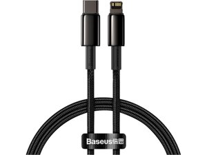 Кабель BASEUS Tungsten Gold Fast Charging Data Cable Type-C to iP PD 20W 1m Black (CATLWJ-01)