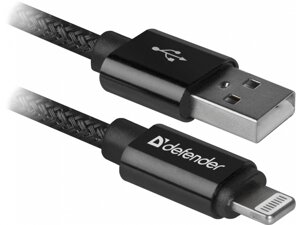 Кабель defender ACH01-03T PRO USB2.0 чорний, AM-lightningm, 1m, 2.1A (87808)