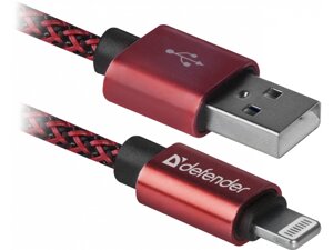 Кабель Defender ACH01-03T PRO USB2.0 Червоний, AM-LightningM, 1m, 2.1А (87807)