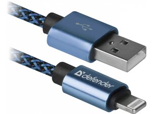 Кабель defender ACH01-03T PRO USB2.0 синій, AM-lightningm, 1m, 2.1A (87811)