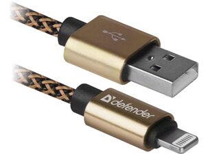 Кабель defender ACH01-03T PRO USB2.0 золотий, AM-lightningm, 1m, 2.1а (87806)