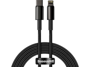 Кабель Lightning BASEUS Tungsten Gold Fast Charging Data Cable Type-C to Ligtning PD 20W 2m Black (CATLWJ-A01)