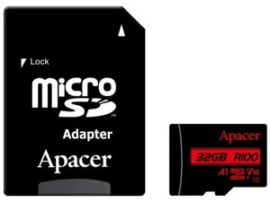 Карта пам'яті apacer 32 GB microsdhc UHS-I class 10 + SD adapter (AP32GMCSH10UB-R)