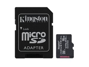 Карта пам'яті kingston 16 GB microsdhc UHS-I (U3) V30 A1 industrial + SD adapter (SDCIT2/16GB)