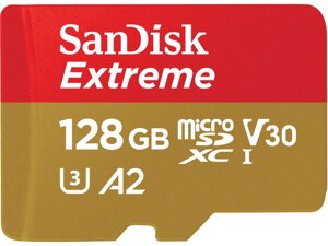 Карта пам'яті sandisk 128 GB microsdxc UHS-I U3 V30 A2 extreme (sdsqxaa-128G-GN6mn)