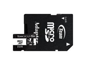 Карта пам'яті team 64GB microsdhc UHS-I class 10 black + SD adapter (TUSDX64GCL10U03)