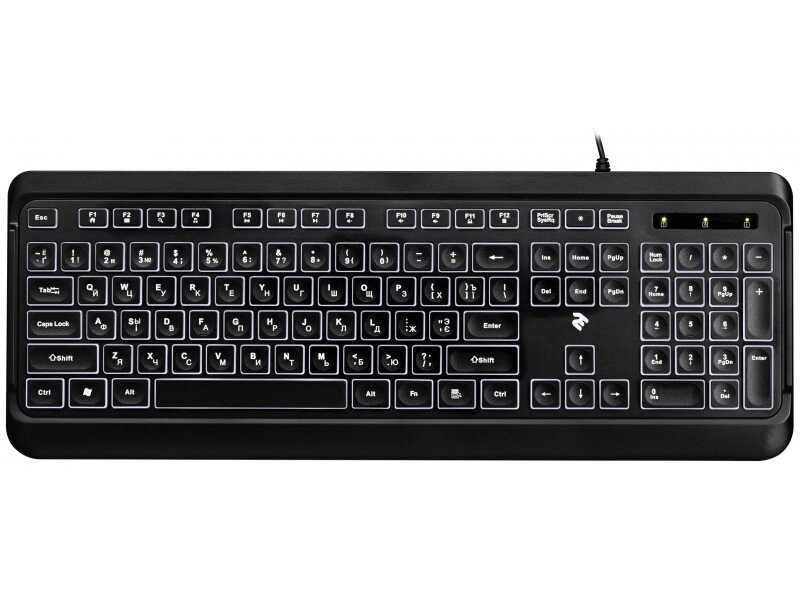 Клавіатура 2E KS120 White backlight USB Black (2е-KS120UB) від компанії DENIKA | ІНТЕРНЕТ МАГАЗИН - фото 1