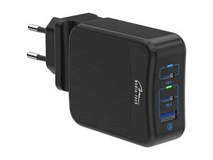 Мережевий зарядний пристрій Media-Tech 2xUSB-C PD 65W QC 3.0 Black (MT6252)