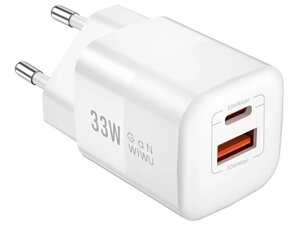 Мережевий зарядний пристрій WiWU Wall Fast Charger PD+QC 33W White (Wi-U008)