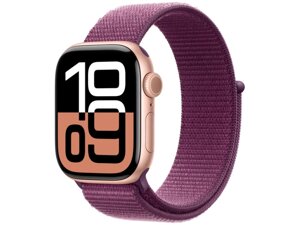 Смарт-годинник Apple Watch Series 10 GPS 42mm Rose Gold Aluminum Case w. Plum Sport Loop (MWWK3)