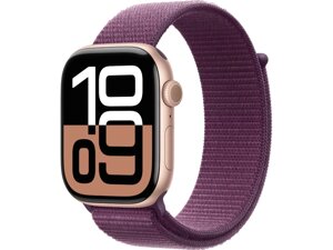 Смарт-годинник Apple Watch Series 10 GPS 46mm Rose Gold Aluminum Case w. Plum Sport Loop (MWWV3)