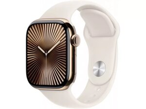 Смарт-годинник Apple Watch Series 10 GPS + Cellular 42mm Gold Titanium Case w. Starlight Sport Band - S/M (MX063)