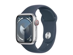 Смарт-годинник Apple Watch Series 9 GPS + Cellular 41mm Silver Alu. Case w. Storm Blue S. Band - S/M (MRHV3)