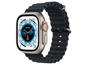 Смарт-годинник Apple Watch Ultra GPS + Cellular 49mm Titanium Case with Midnight Ocean Band (MQET3/MQFK3)