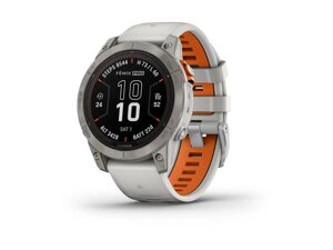 Смарт-годинник Garmin Fenix 7 Pro Sapphire Solar Titanium w. Fog Gray/Ember O. Band (010-02777-20/21)