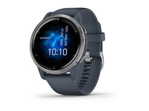 Смарт-годинник Garmin Venu 2 Silver Bezel with Granite Blue Case and Silicone Band (010-02430-10/00)