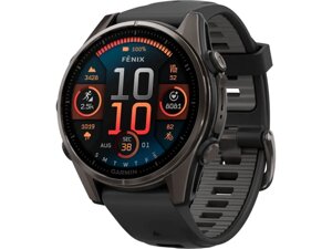 Спортивний годинник Garmin Fenix 8 43mm AMOLED Sapphire Carbon Gray DLC Tit. w. Black/Pebble Gray S. Band