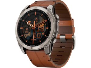 Спортивний годинник Garmin Fenix 8 51mm AMOLED Sapphire Carbon grey DLC w. Chestnut Leather Band (010-02905-40)