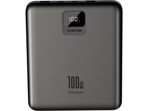 Зовнішній акумулятор (Power Bank) Canyon PB-2008 20000mAh 100W Dark Grey (CNE-CPB2008DG)