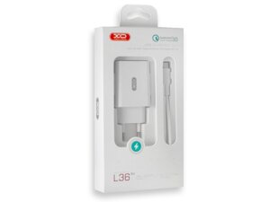 Зарядний пристрій XO L36 18W/1USB + microUSB White