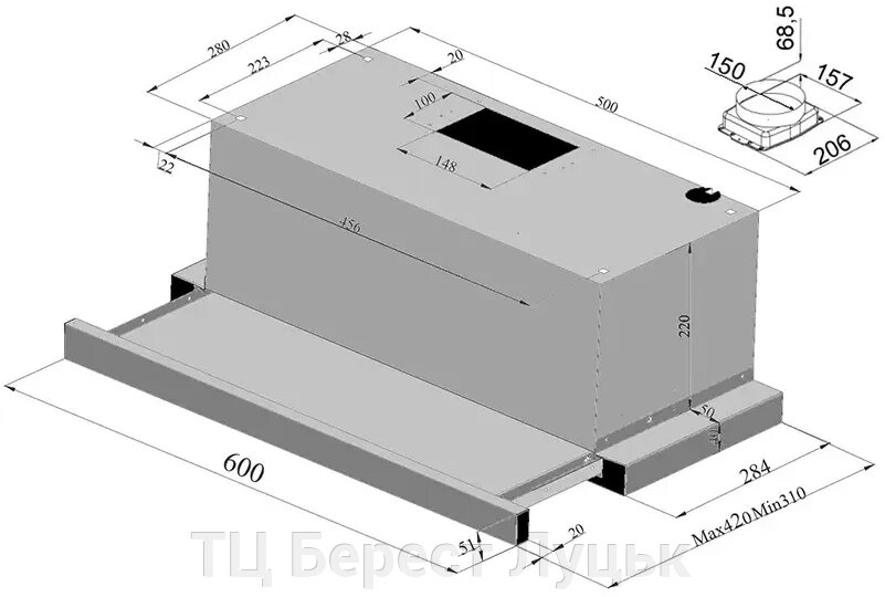 Витяжка Smart 60 TC Black Glass від компанії ТЦ Берест Луцьк - фото 1