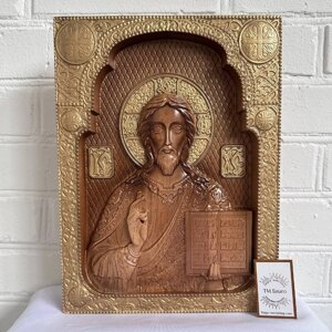 Дерев'яна ікона Ісус Христос різьблена, 24х5х32 см