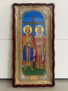 Храмова ікона Костянтин і Олена велика, фігурна рамка, 60х120 см