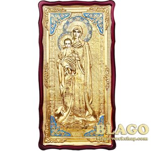 Храмова ікона Валаамскої Божої Матері велика в ризі, фігурна рамка, 61х112 см