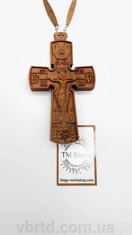 Хрест наперсний дерев'яний, 7х12 см від компанії ТОВ ТД Волинь Бізнес Ресурс - фото 1