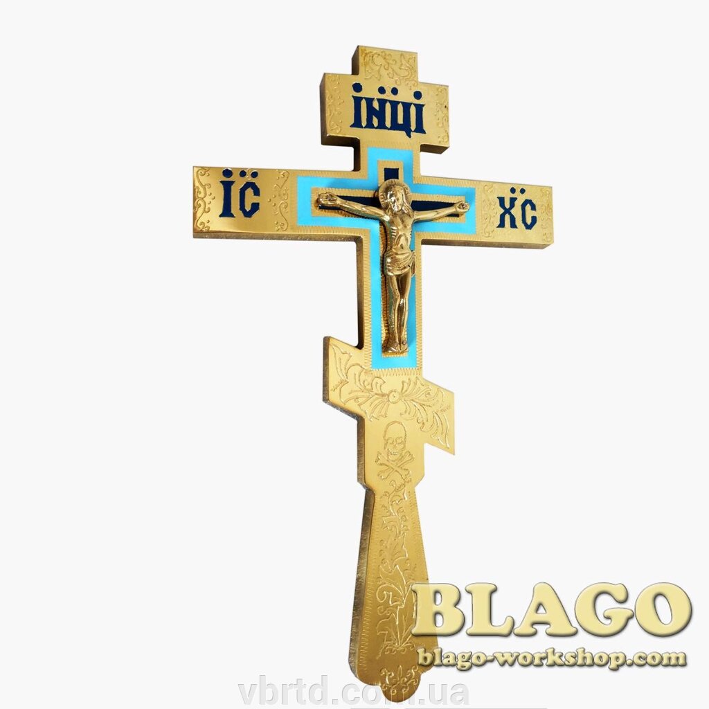 Хрест напрестольний латунний, емаль, 17,5х1х30 см від компанії ТОВ ТД Волинь Бізнес Ресурс - фото 1
