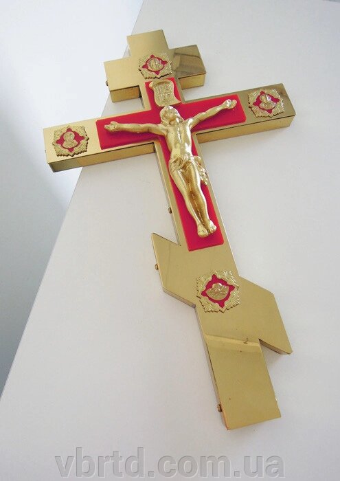 Хрест напрестольний латунний, емаль, 24х1,5х39 см від компанії ТОВ ТД Волинь Бізнес Ресурс - фото 1