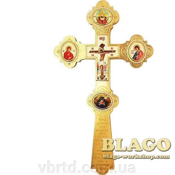 Хрест напрестольний латунний позолочений з декором від компанії ТОВ ТД Волинь Бізнес Ресурс - фото 1