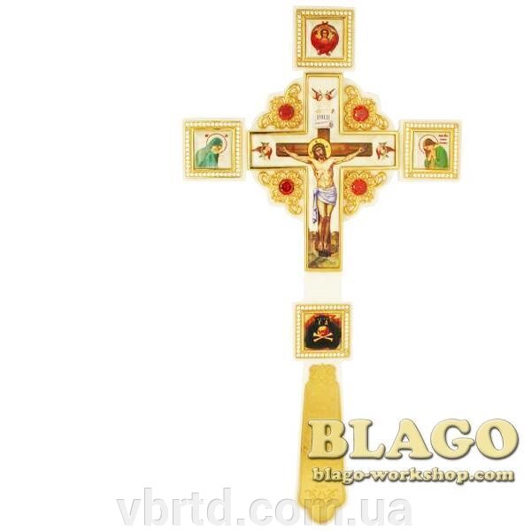 Хрест напрестольний латунний з акрилом позолочений від компанії ТОВ ТД Волинь Бізнес Ресурс - фото 1