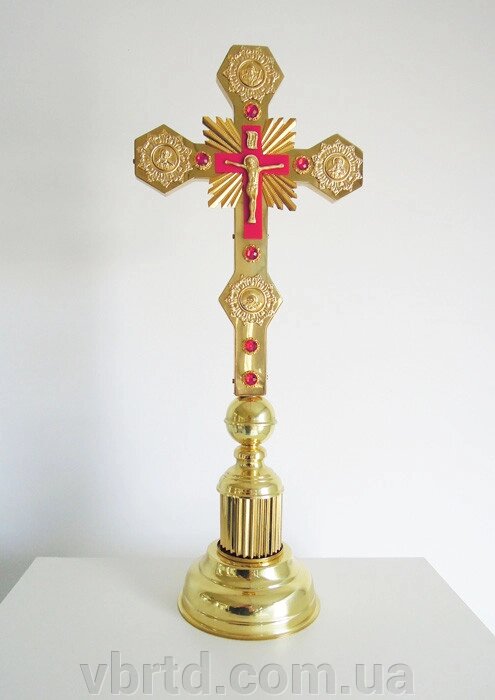 Хрест напрестольний латунний на підставці, 24х63,5 см від компанії ТОВ ТД Волинь Бізнес Ресурс - фото 1