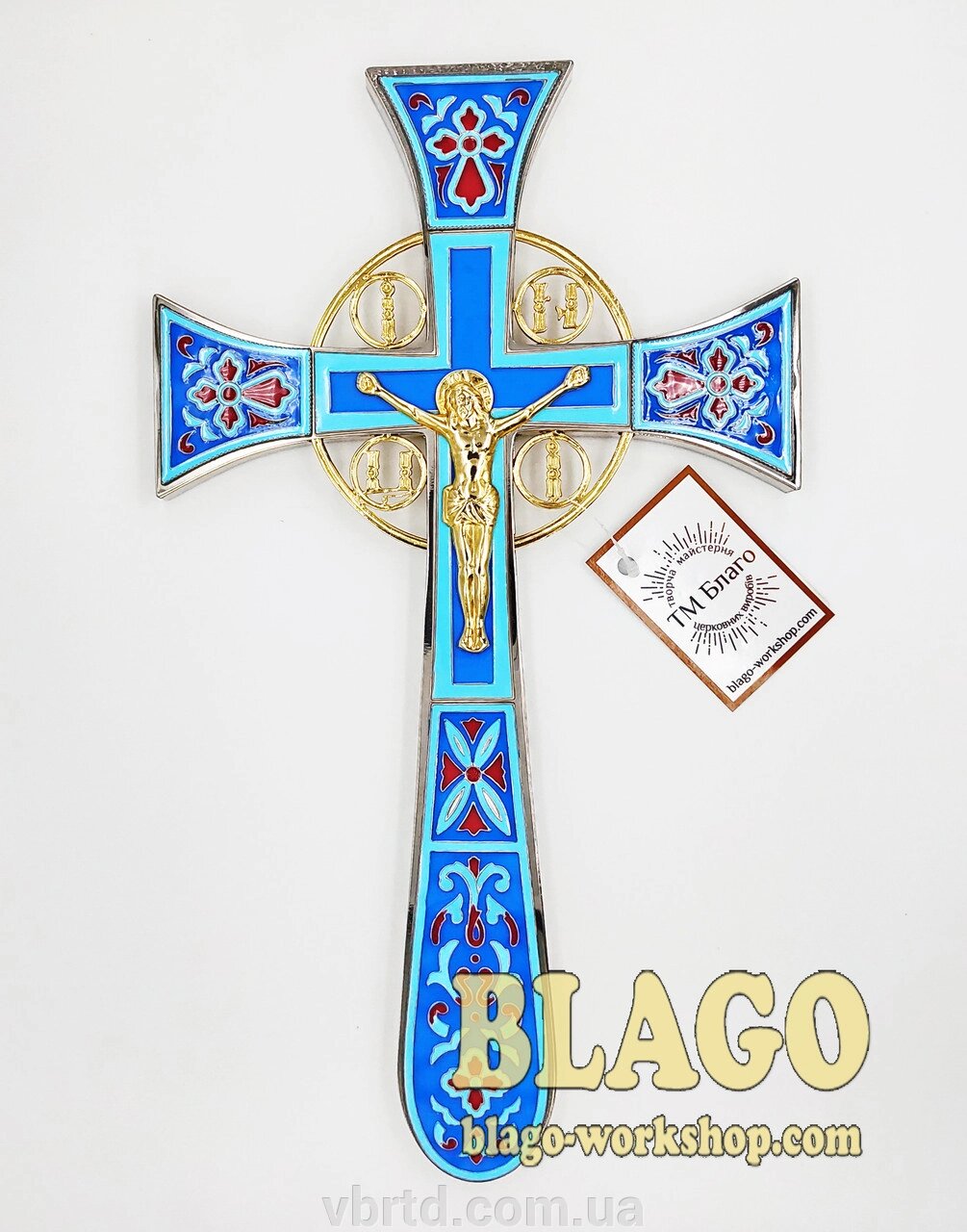 Хрест напрестольний Мальтійський позолота, емаль 18,5х32 см від компанії ТОВ ТД Волинь Бізнес Ресурс - фото 1