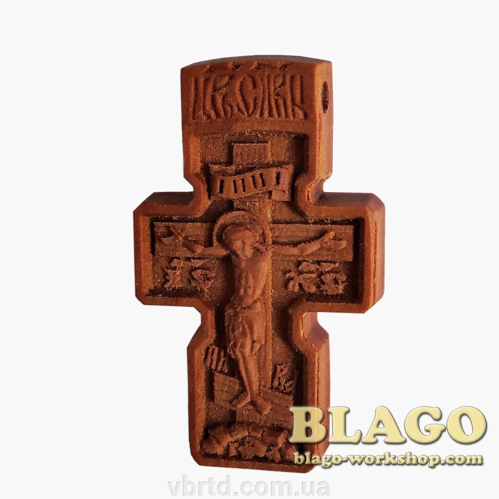Хрест натільний дерев'яний різьблений №134, 2,7х4,5 см від компанії ТОВ ТД Волинь Бізнес Ресурс - фото 1