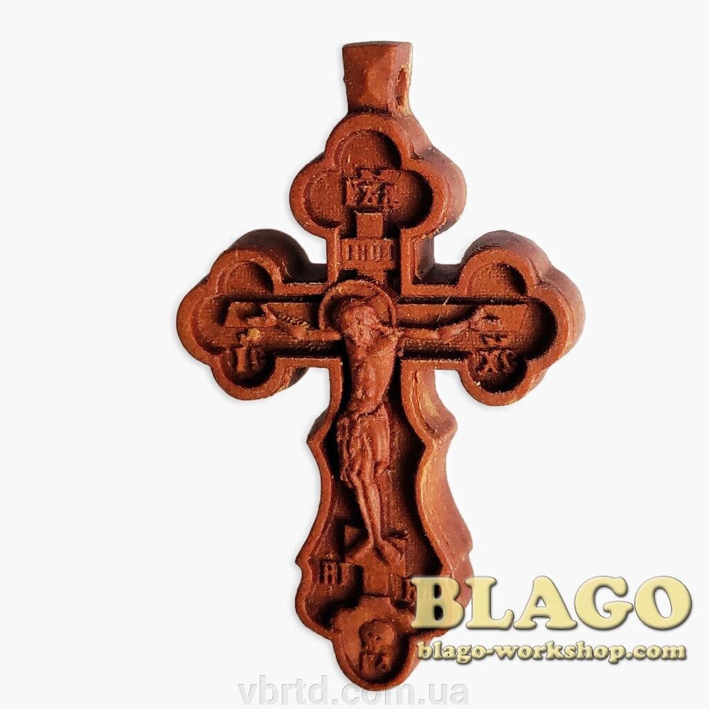 Хрест натільний дерев'яний різьблений №116, 3х4,5 см від компанії ТОВ ТД Волинь Бізнес Ресурс - фото 1