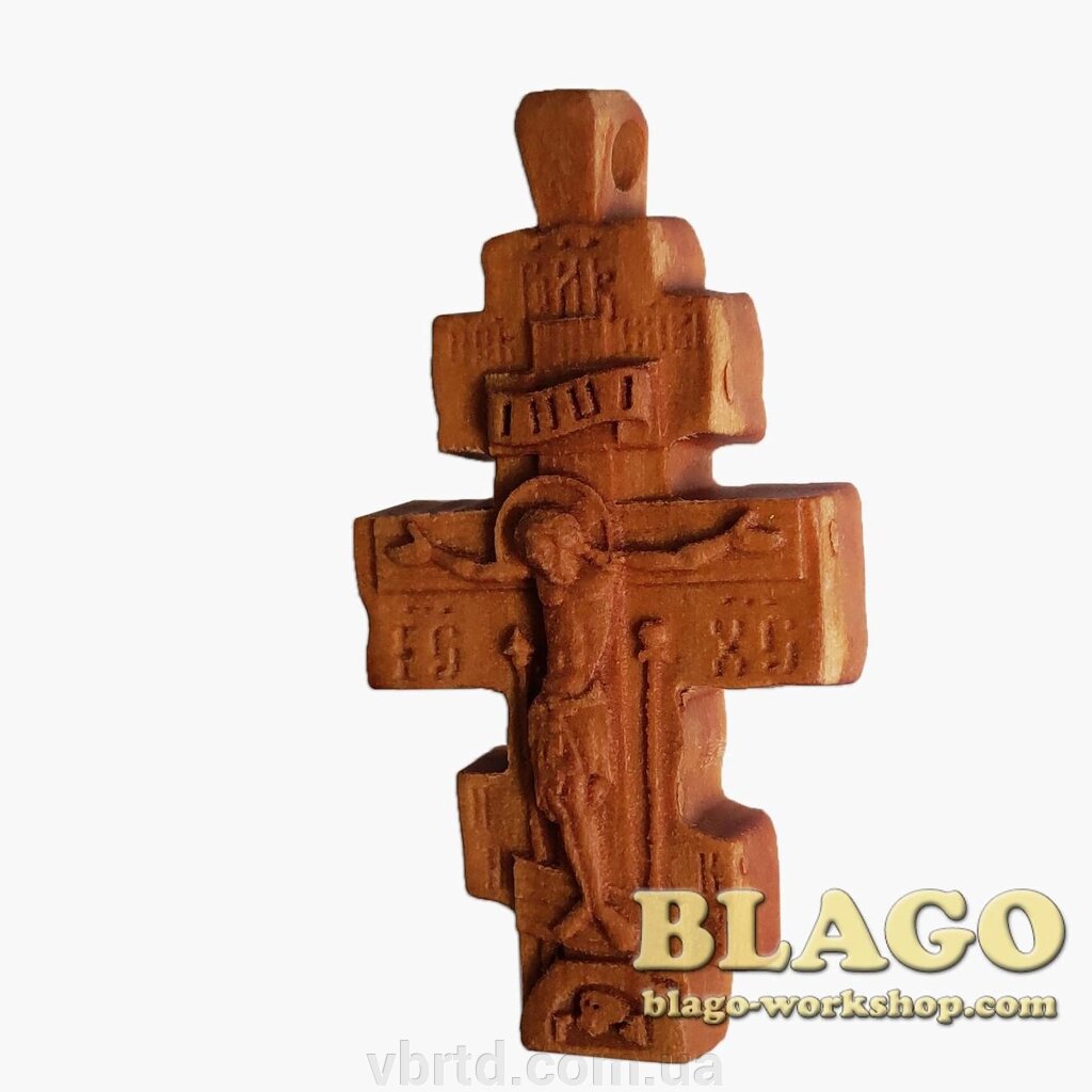 Хрест натільний дерев'яний різьблений №120, 2,5х4,5 см від компанії ТОВ ТД Волинь Бізнес Ресурс - фото 1