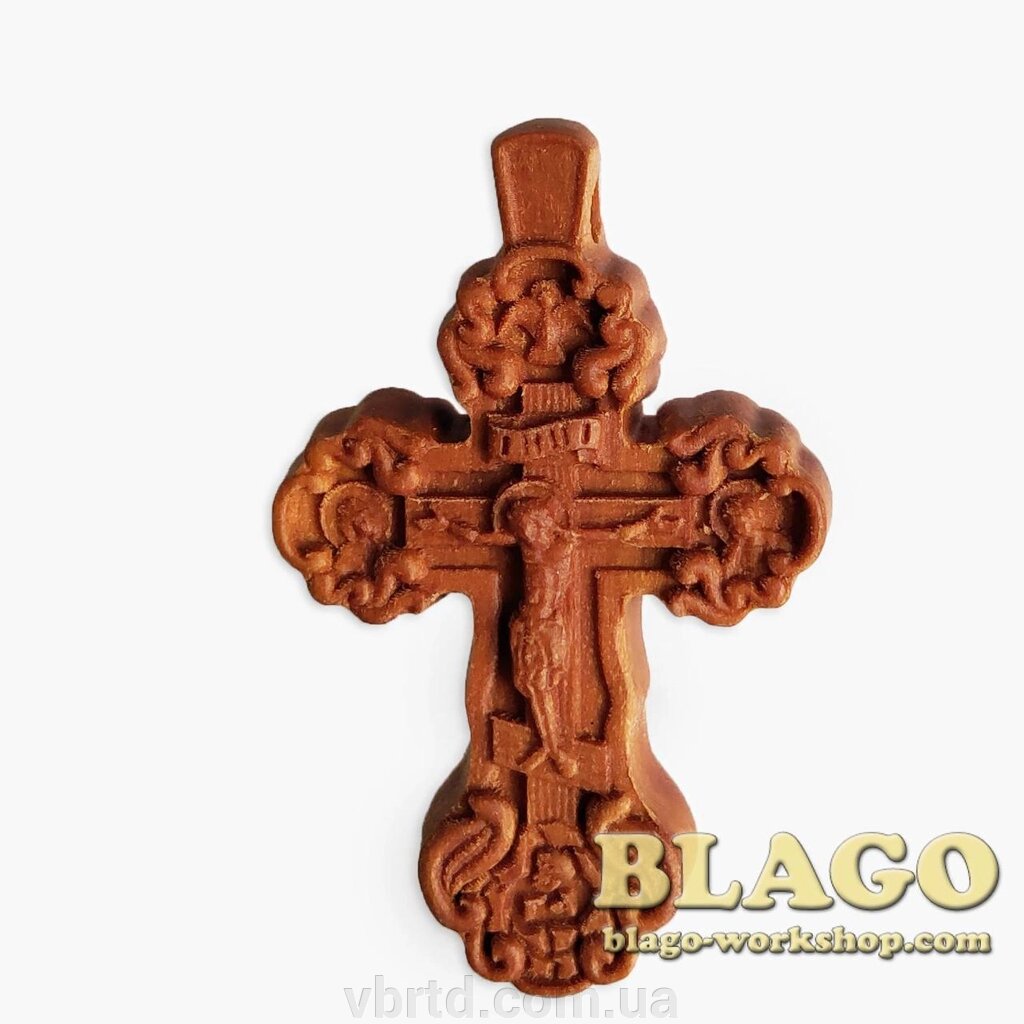 Хрест натільний дерев'яний різьблений №122, 2,2х4,2 см від компанії ТОВ ТД Волинь Бізнес Ресурс - фото 1
