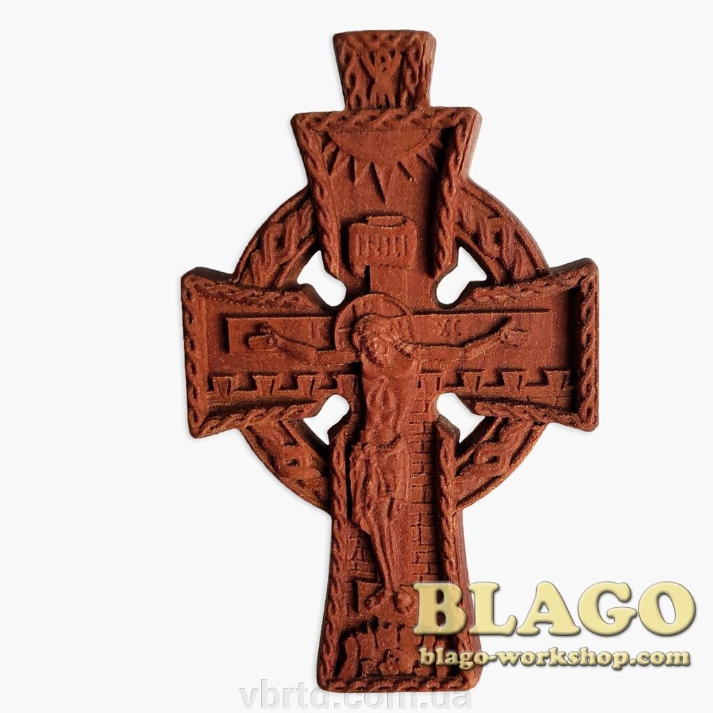 Хрест натільний дерев'яний різьблений №134, 3,5х5,5 см від компанії ТОВ ТД Волинь Бізнес Ресурс - фото 1