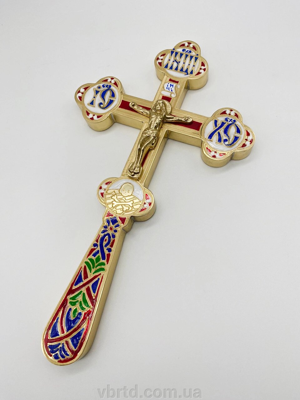 Хрест требний фігурний латунь, емаль, 12х22см від компанії ТОВ ТД Волинь Бізнес Ресурс - фото 1