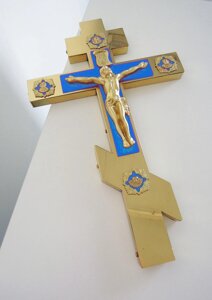 Хрест напрестольний латунний, емаль, 24х1,5х39 см