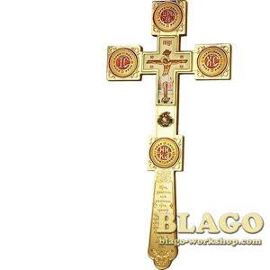 Хрест напрестольний латунний позолочений Хрест напрестольний латунний позолочений на дереві, Altar cross