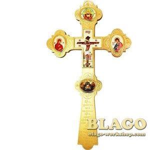 Хрест напрестольний латунний позолочений з принтом