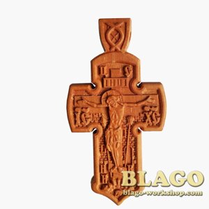 Хрест натільний дерев'яний різьблений №119, 3,5х6,5 см