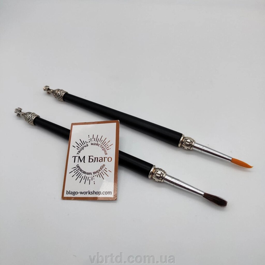 Пензлик (стрючица) для помазання, дерев'яна ручка, 19 см від компанії ТОВ ТД Волинь Бізнес Ресурс - фото 1