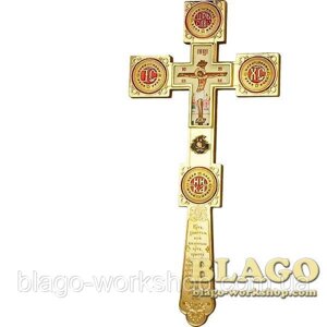 Крест напрестольный латунный позолоченный с деревом, Altar cross