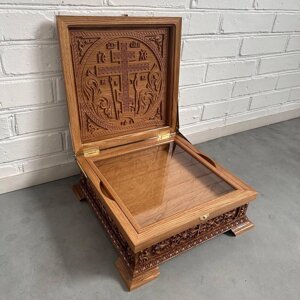 Ковчег для святих мощей дерев'яний різьблений, 38х38х15 см