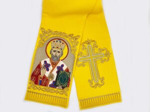 Закладка для Євангеліє з вишитою іконою "Миколай", 16,5х145 см