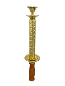 Підсвічник (односвічник ) в руку (ручний) з дерев'яною ручкою, 38 см
